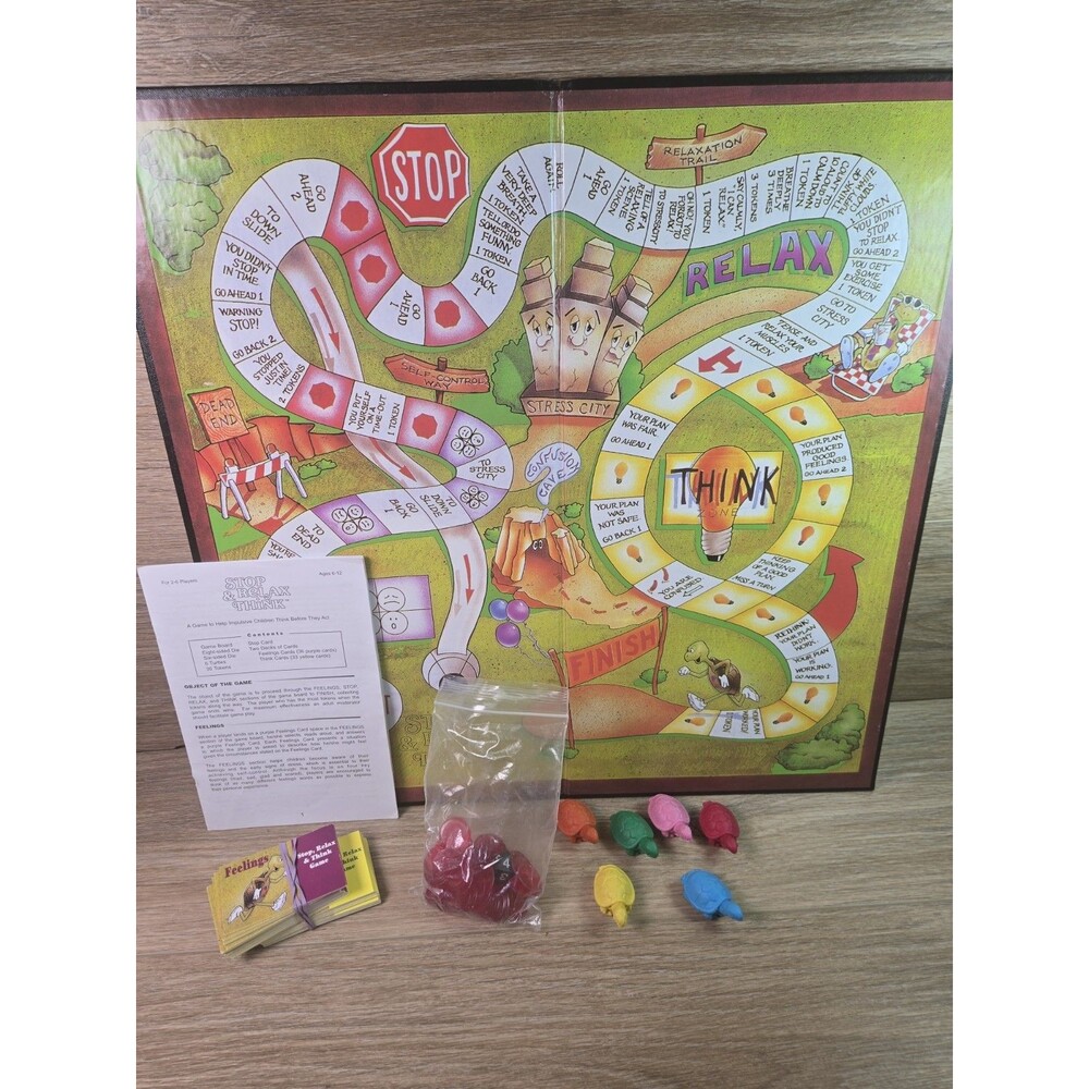 Stop Relax & Think Board Game for Compulsive Children 99% Complete in Box